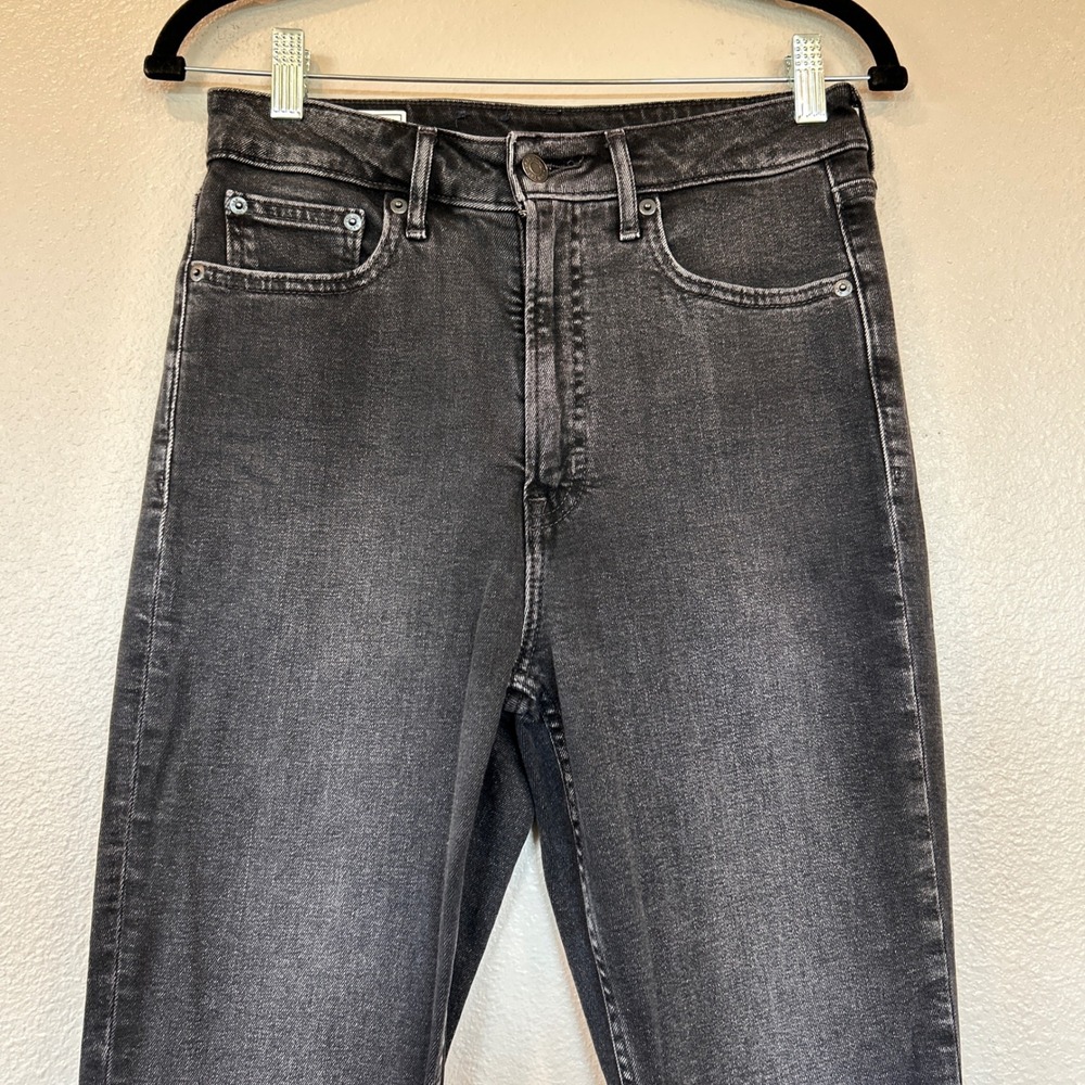 Gap Vintage Slim Sky High Jeans Womens 28 6R Washed Black Raw Hem Stretch Denim - Picture 7 of 11